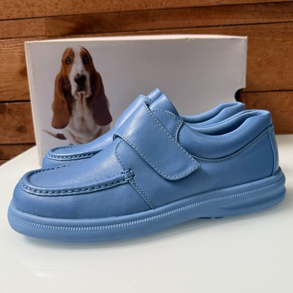 Hush Puppies Shoes Size 11 Mens Oxford Surf Blue Leather GIL Strap Low Top NIB - Picture 2 of 9